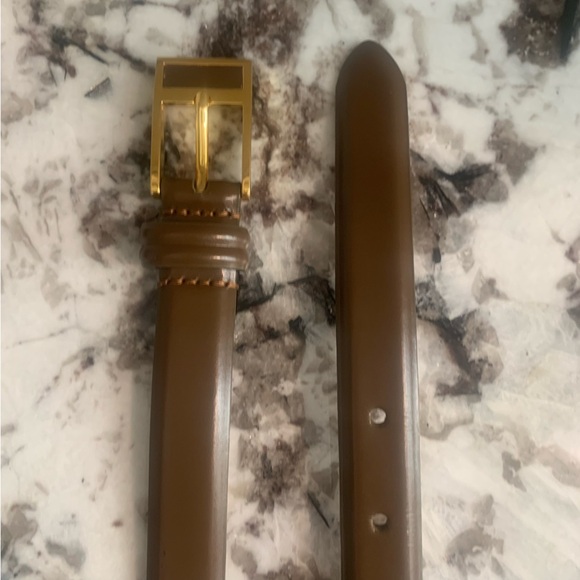 Talbots Genuine Leather Belt - Tan Brown with Gold Buckle - Made in Italy - Picture 3 of 11